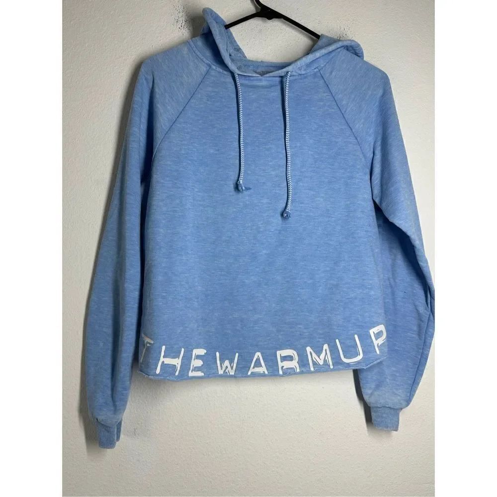 JESSICA SIMPSON Blue The Warm Up Cotton French Terry Hoodie Top Size S